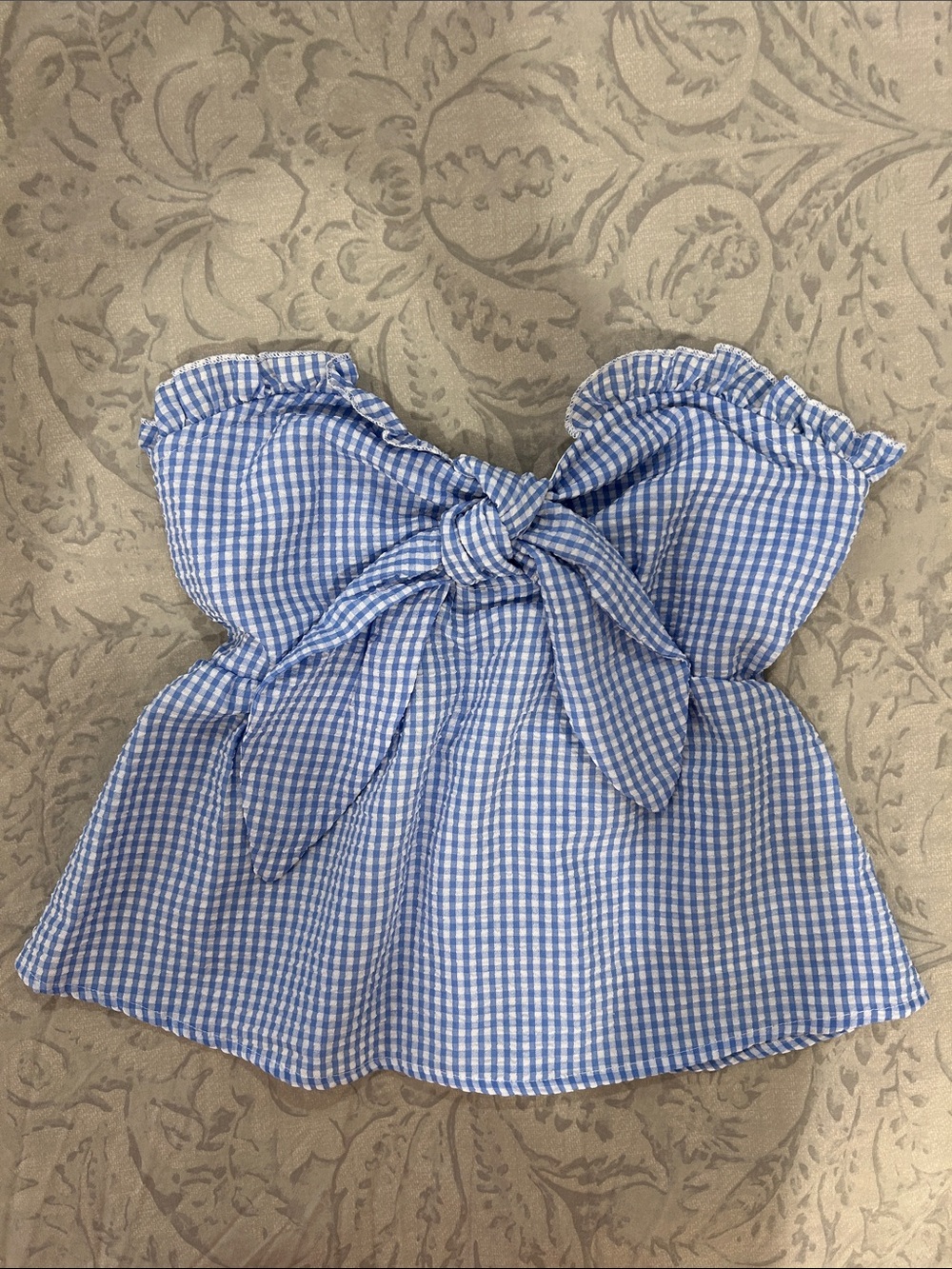 SHEIN Blue Gingham Tie-Front Camisole